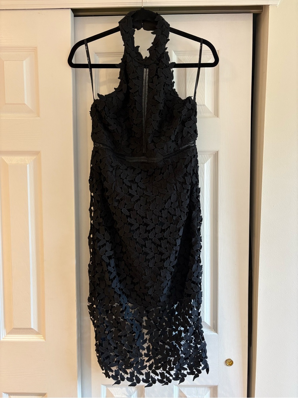 Bardot Black Floral Lace Halter Midi Dress